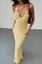 Yellow Floral Backless Mermaid Dress