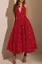Red Floral Halter Midi Dress