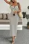 Beige Striped Knotted Midi Dress