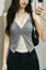 Grey Solid Lace Overlay Top
