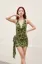 Olive Floral Halter Neck Mini Dress