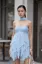 Blue Tiered Tube Mini Dress With Scarf
