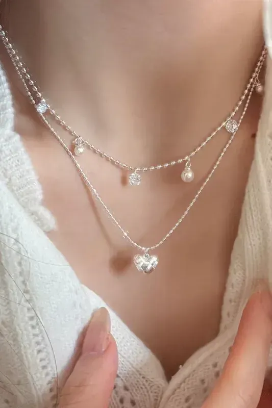 Silver Layered Pendant Necklace - Image 1