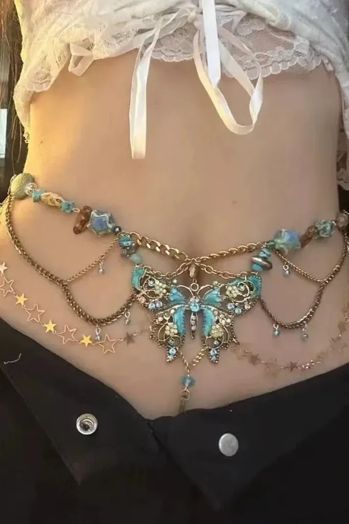 Turquoise Azure Glam Body Chain - Image 1