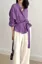 Purple Solid Belted Mandarin Top