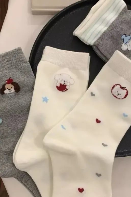 Multi-Colour Set Of 4 Embroidered Socks - Image 1