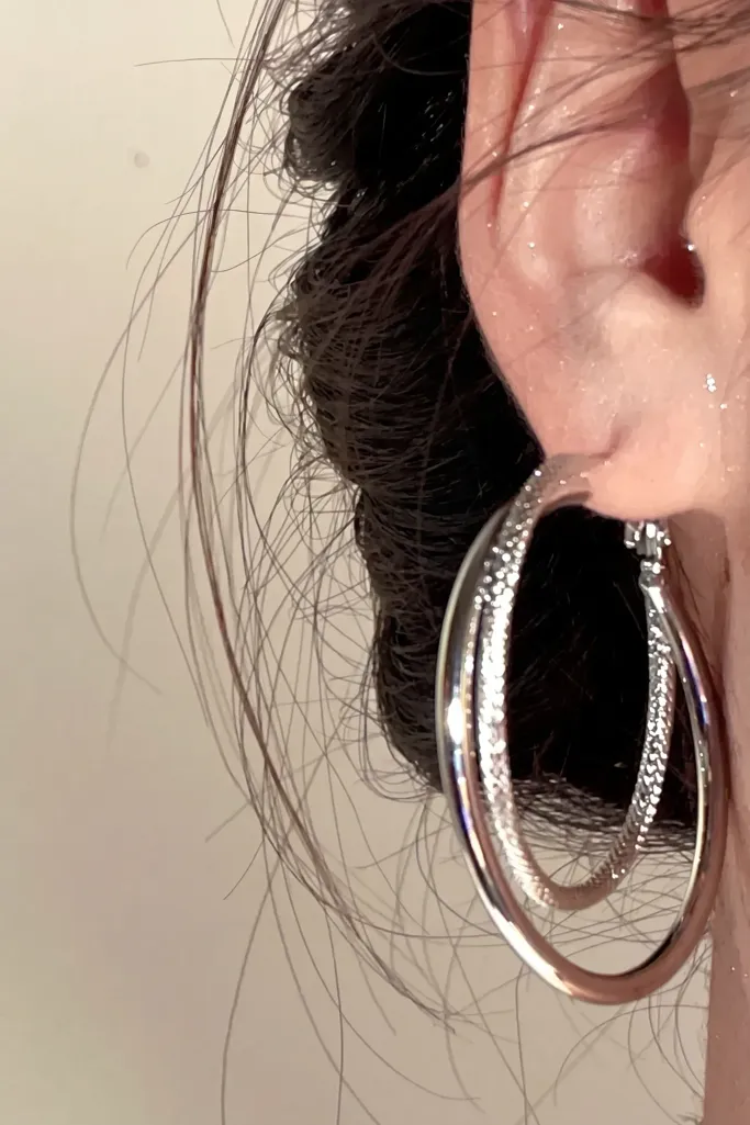 Silver Statement Hoop Earrings - Image 1