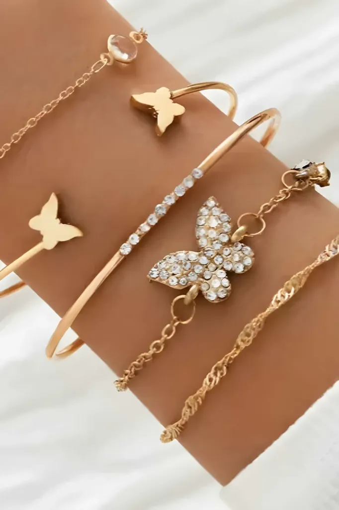 Golden Set Of 5 Elegance Bracelets - Image 1