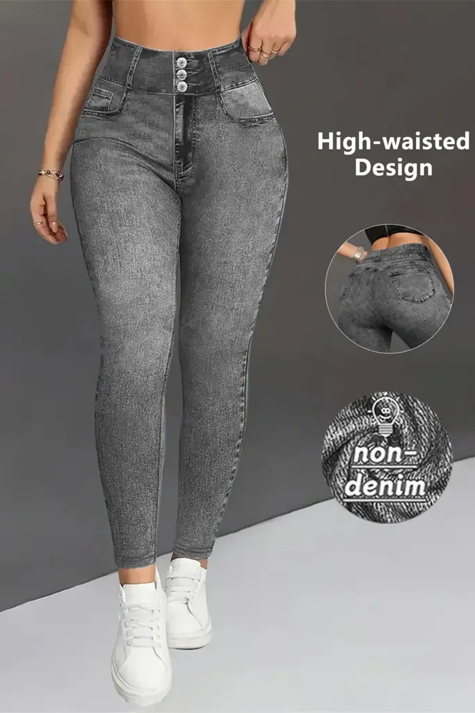 Grey High Rise Leggings - Image 1