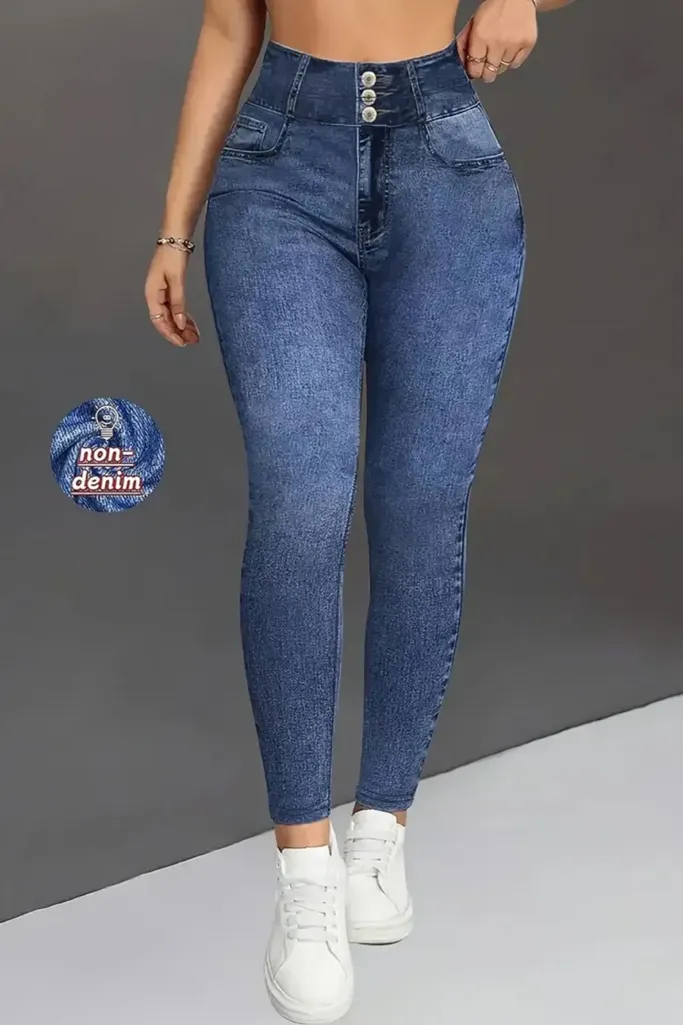 Dark Blue High-Rise Leggings - Image 1