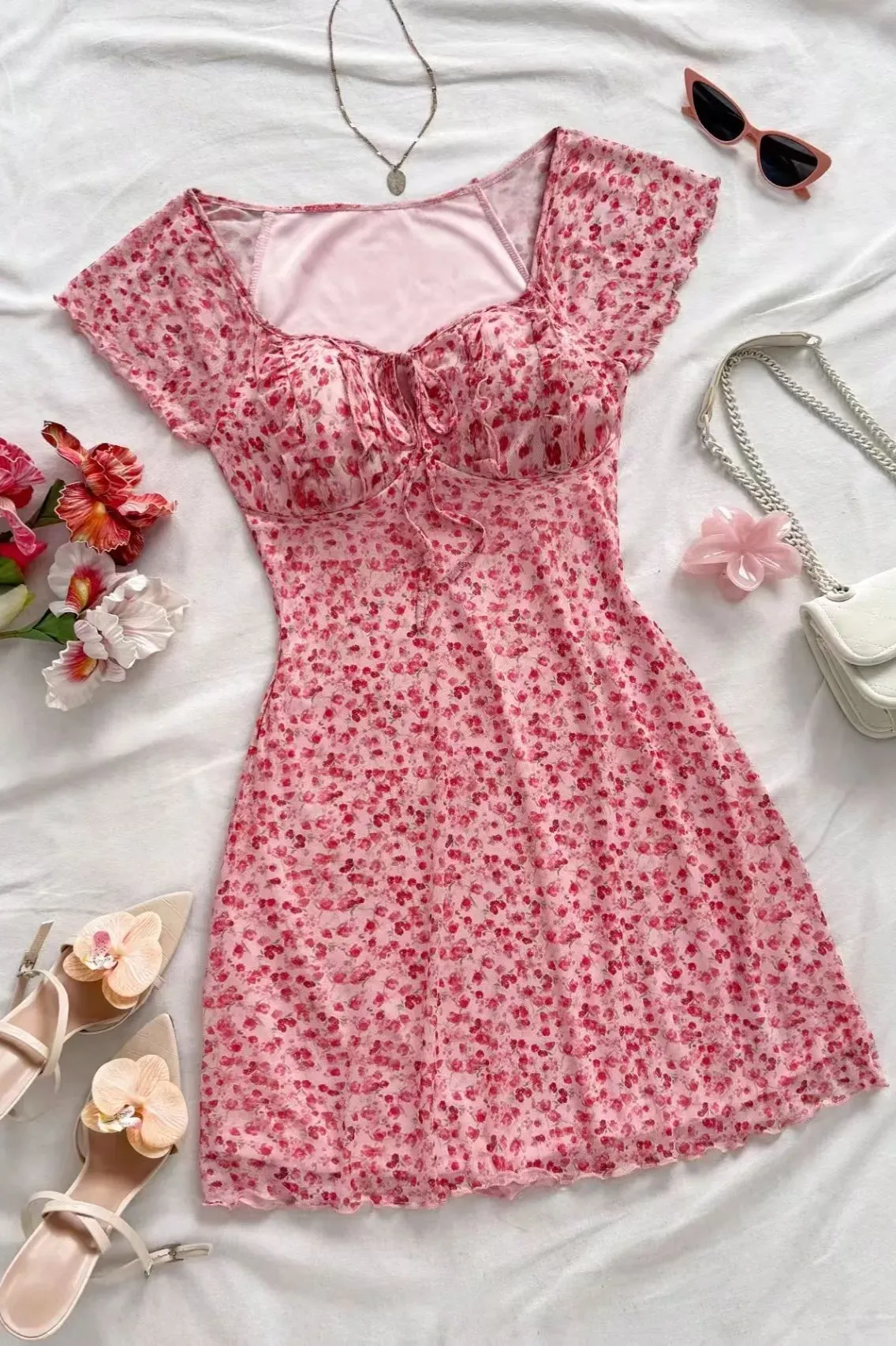 Pink Sweetheart Floral Mini Dress
