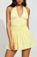 Light Yellow Ruched Halter Mini Dress