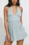 Light Blue Ruched Halter Mini Dress