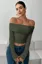 Olive Lace Off-Shoulder Crop Top