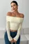 Beige Lace Off-Shoulder Crop Top