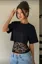 Black Lace Round Neck Crop Top