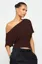 Dark Brown One-Shoulder Crop T-Shirt