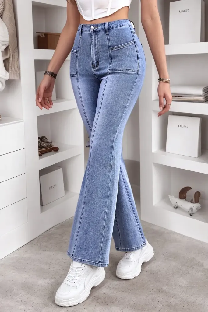 Blue Solid High-Rise Jeans - Image 1