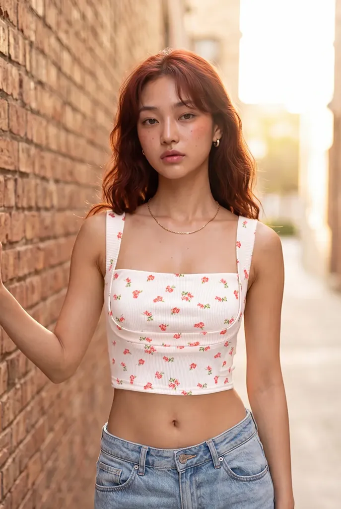 Light Pink Floral Crop Top - Image 1
