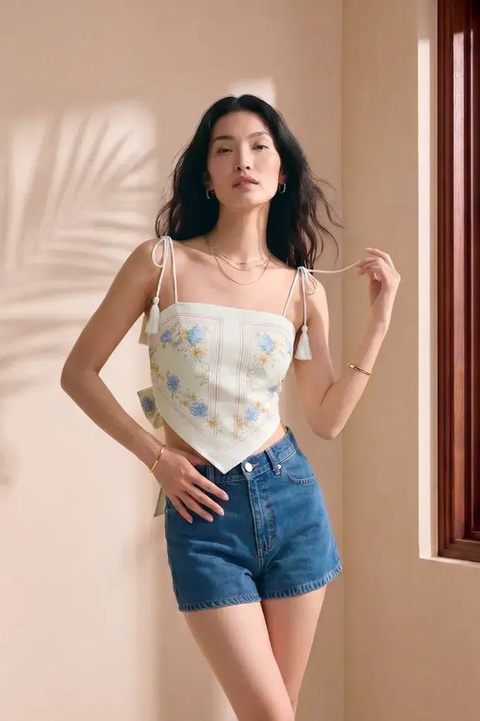 Butter Yellow Floral Crop Top - Image 1