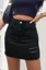 Black Frayed Hem Mini Denim Skirt