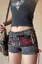 Grey Embroidered Denim Shorts