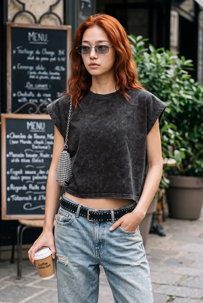 Dark Grey Solid Crew Neck T-Shirt - Image 1