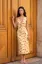 Yellow Floral Plunge Neck Midi Dress