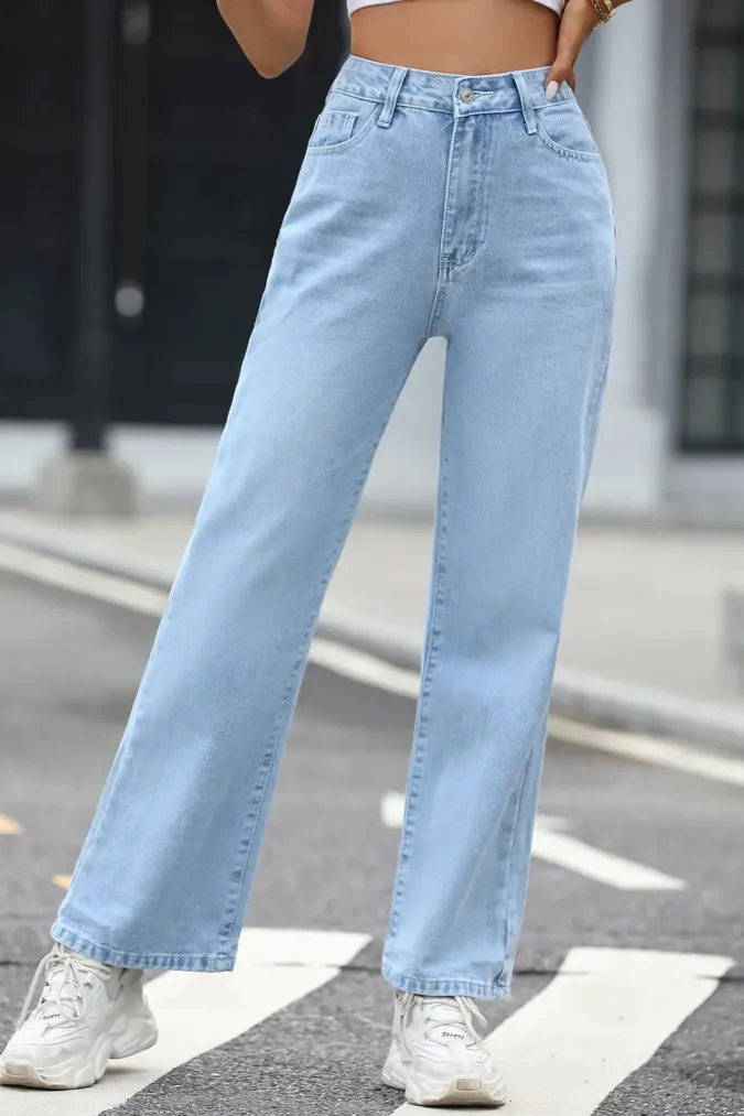 Light Blue High Rise Wide Leg Jeans - Image 1
