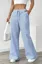 Light Blue Mid-Rise Striped Pants