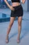 Black Ruched Glitter Mini Skirt