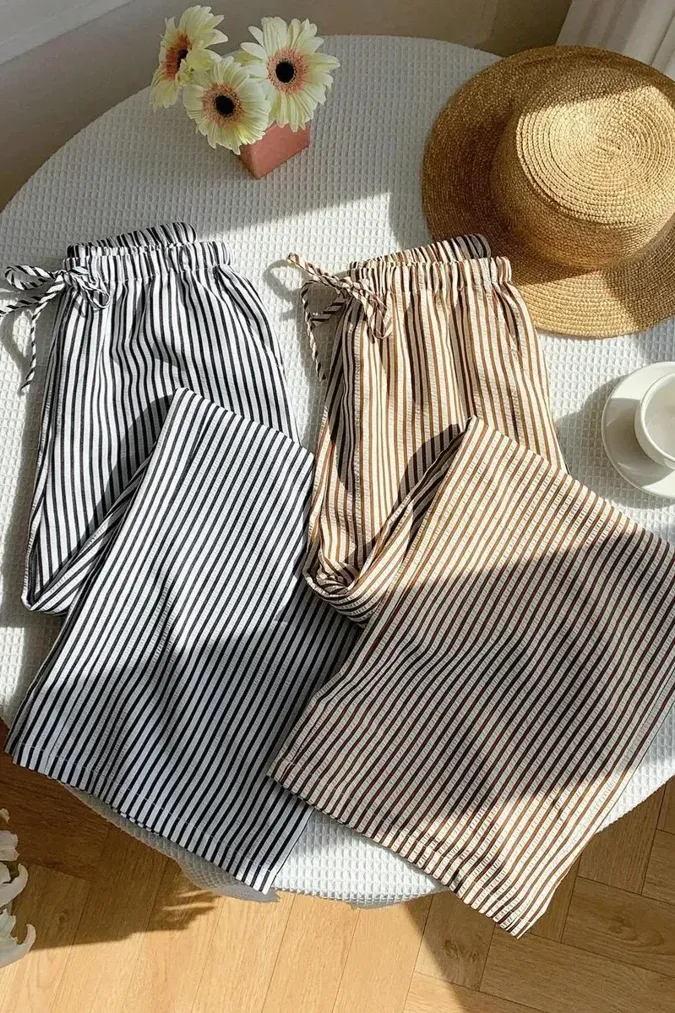 Multi-Colour Striped Set Of 2 Pants - Image 1