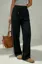 Black Mid Rise Stripes Pants