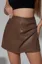 Brown High-Rise Draped Mini Skort
