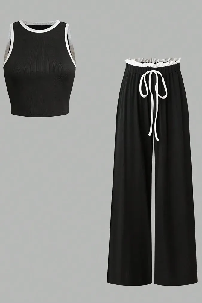 Black Crop Co-Ord Set - Image 1