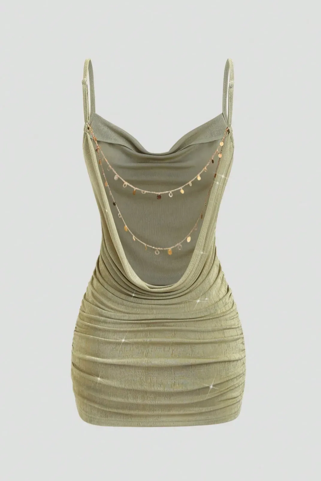 Sage Ruched Bodycon Mini Dress