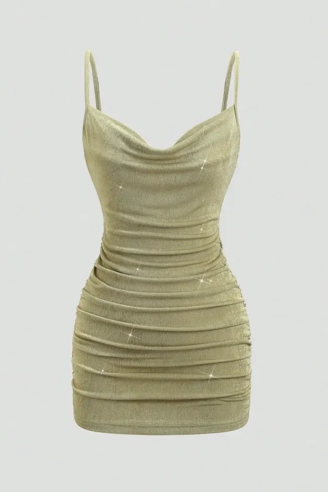 sage green ruched bodycon dress Mesh Ruched Bodycon Dress in Sage Green