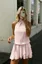 Light Pink Backless Halter Mini Dress
