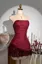 Wine Ruched Sequin Tube Mini Dress
