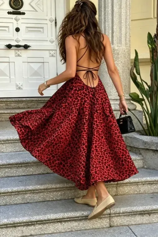 red animal print dress Leopard with Trim  Truly Trendy generating up to 50% lower emissions and water impact than generic viscose Love this entire look!