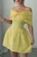 Light Yellow Off Shoulder Mini Dress
