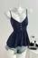 Navy Polka Dot V-Neck Top