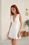 White Plunge Neck Solid Mini Dress