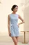 Blue Striped Boat Neck Mini Dress