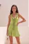 Green Solid Knotted Mini Dress
