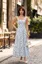 Blue Floral Sqaure Neck Maxi Dress