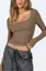 Dark Brown Square Neck Top