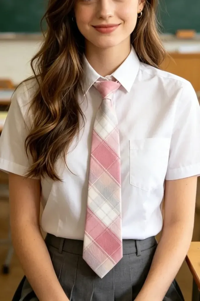 Light Pink Plaid Tie - Image 1