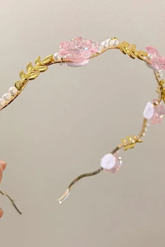 Pink Floral Elegance Hair Band - Image 1