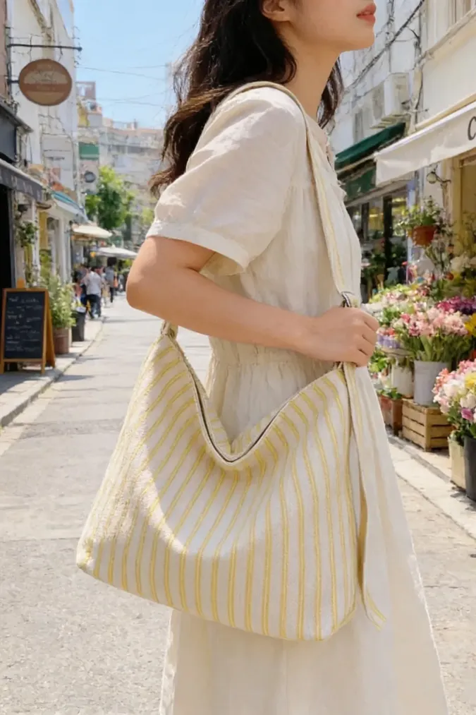 Yellow Striped Shoulder Bag - Image 1